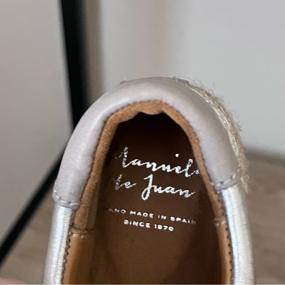 Manuela De Juan Girls European 33 Silver Metallic Lace Up Espadrille’s - Picture 9 of 10